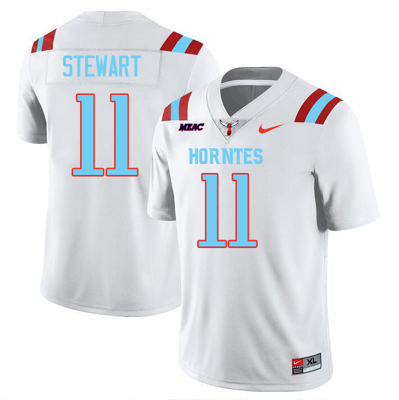 Delaware State Hornets #11 Nathan Stewart College Football Jerseys,Uniforms Stitched-White